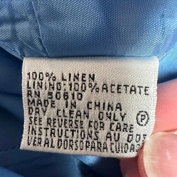 Anne Klein Blue 100% Linen Sleeveless Sheath Dress Size 12 Spring Easter Career - Picture 7 of 8